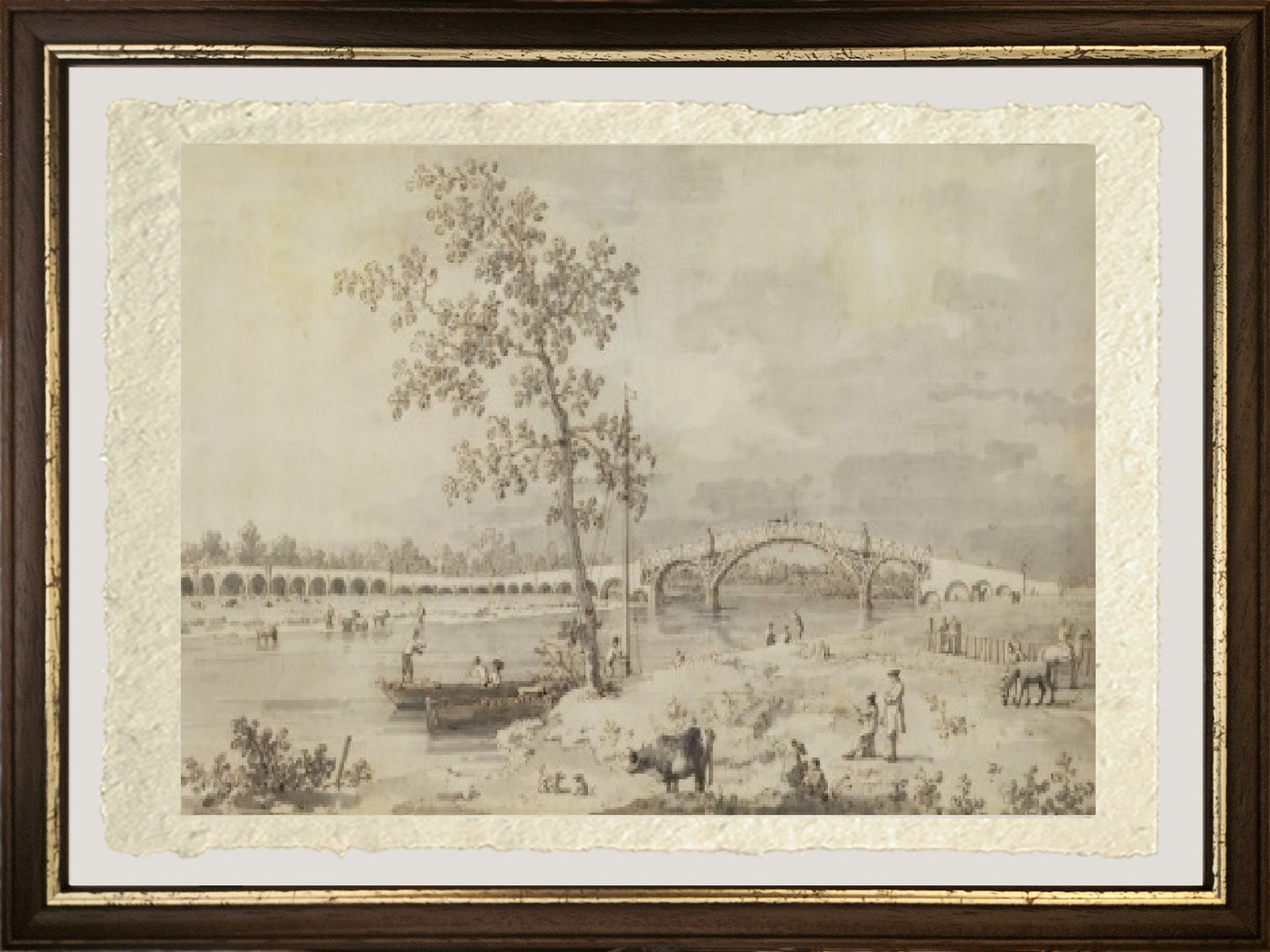 Vecchio ponte di Walton visto dalla riva del Middlesex, 1755 - Giovanni Antonio Canal detto Canaletto
