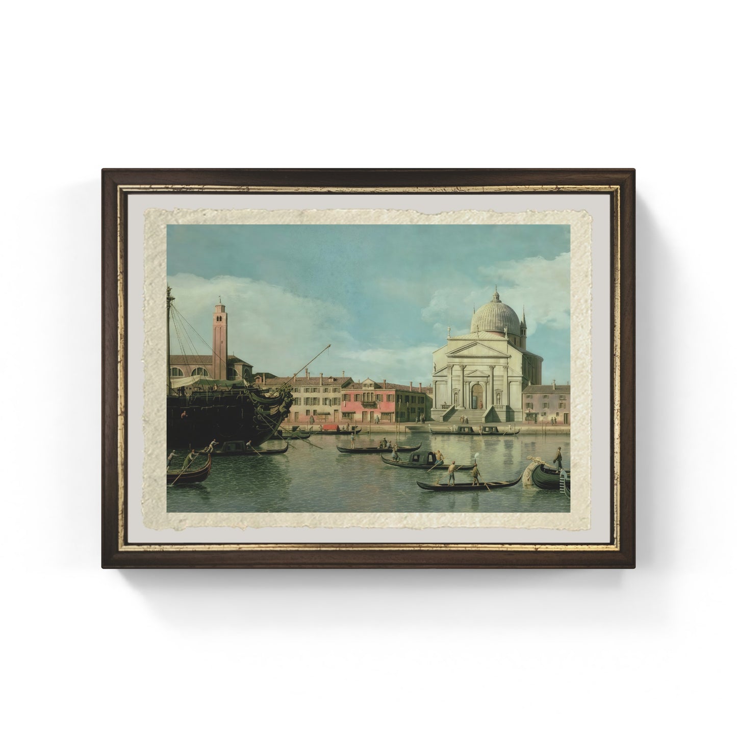 Veduta della Chiesa del Redentore e di San Giacomo, Venezia di Giovanni Antonio Canal detto Canaletto su carta Amalfi