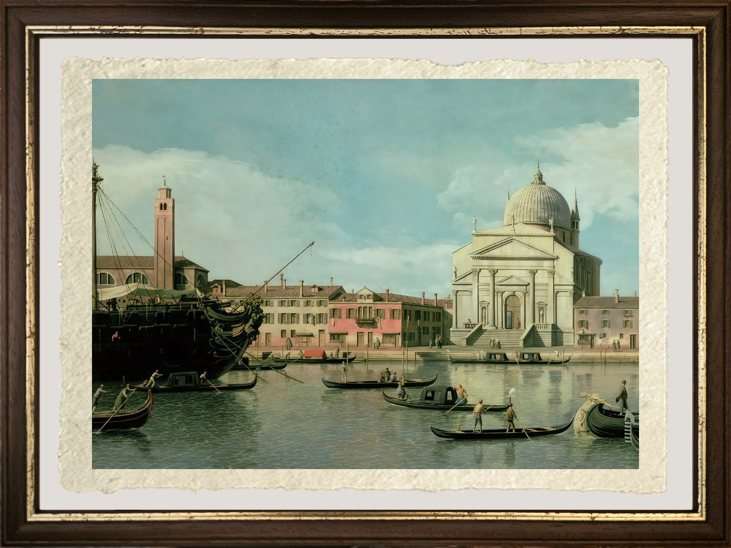 Dettaglio di Veduta della Chiesa del Redentore e di San Giacomo, Venezia di Giovanni Antonio Canal detto Canaletto su carta Amalfi