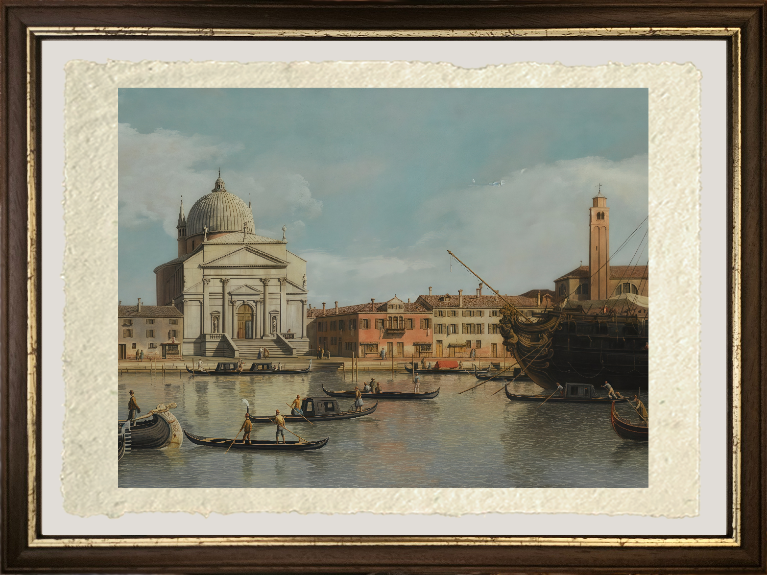 Dettaglio di Veduta delle Chiese del Redentore e di San Giacomo di Giovanni Antonio Canal detto Canaletto su carta Amalfi