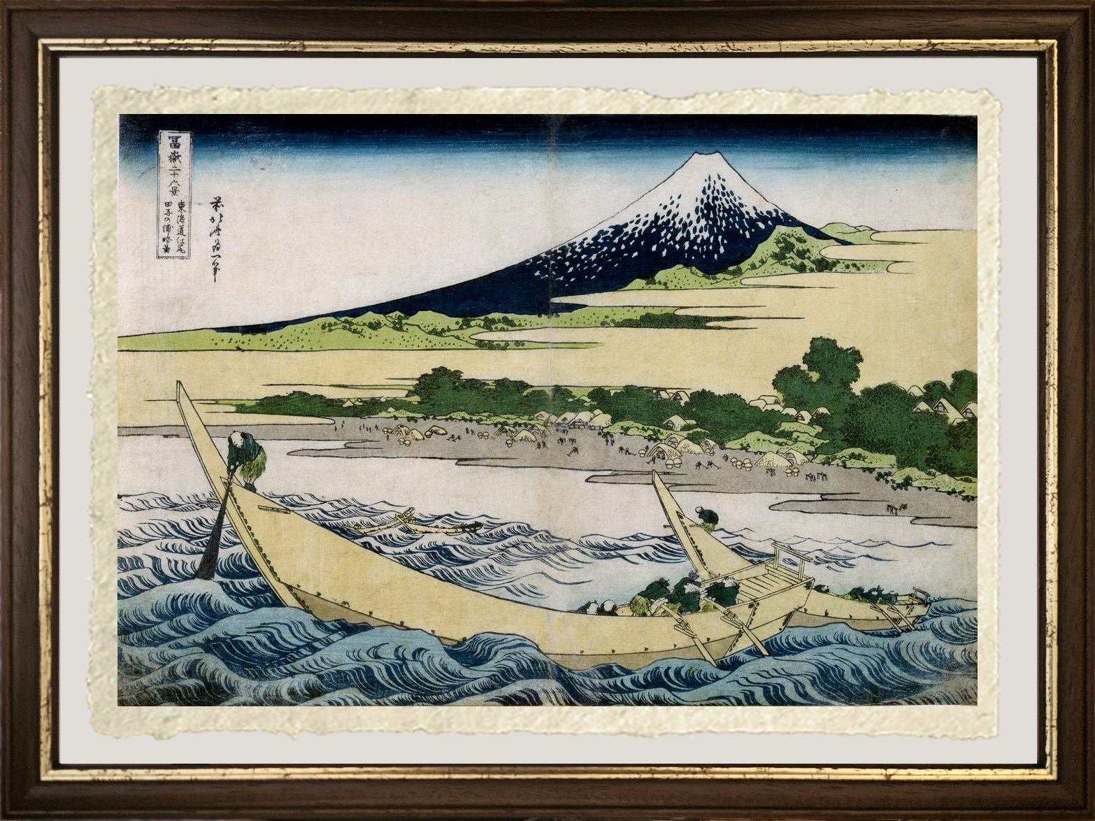 Veduta del Monte Fuji in Giappone di Katsushika Hokusai dettaglio ingrandito della stampa su carta Amalfi