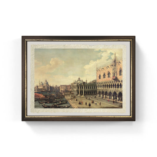Veduta del Palazzo Ducale e della Riva degli Schiavoni dalla Piazzetta, Venezia di Giovanni Antonio Canal detto Canaletto su carta Amalfi
