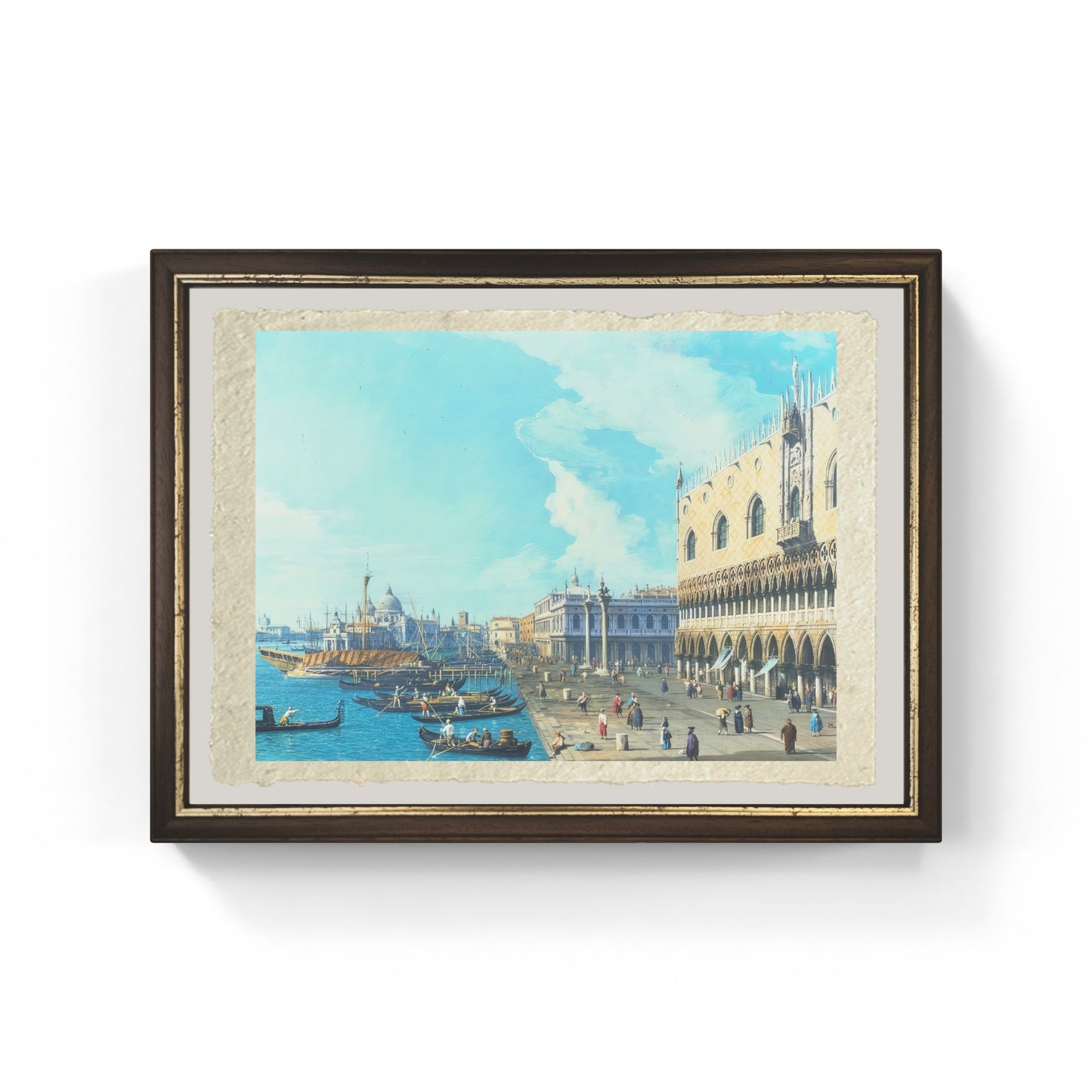 Veduta di Venezia con la Salute, 1735 di Giovanni Antonio Canal detto Canaletto su carta Amalfi