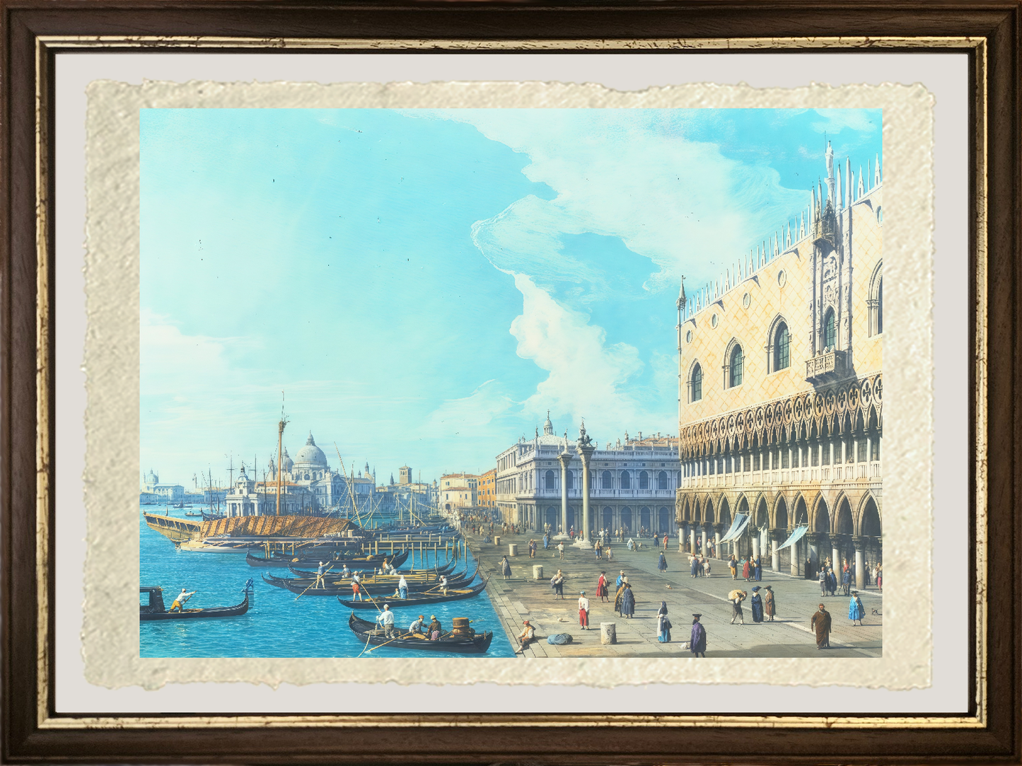 Dettaglio di Veduta di Venezia con la Salute, 1735 di Giovanni Antonio Canal detto Canaletto su carta Amalfi