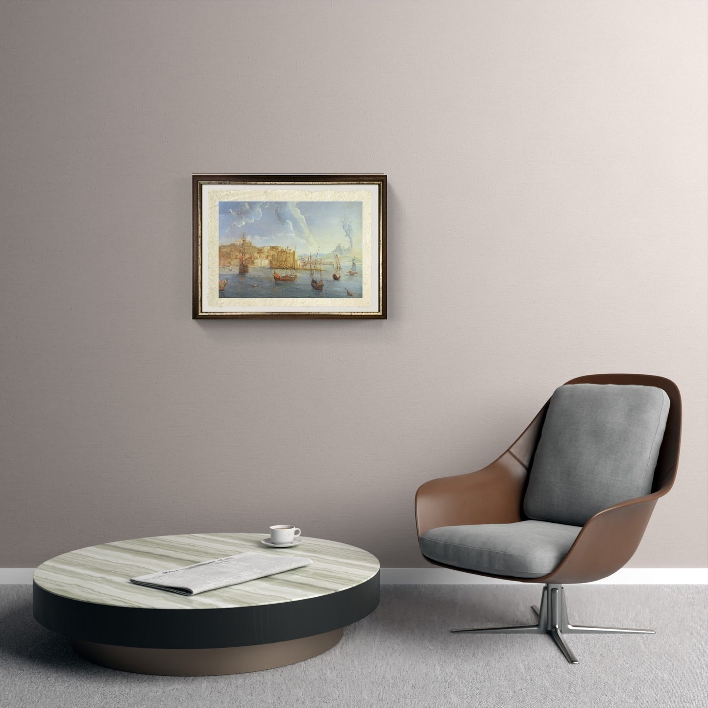 Veduta di Napoli con il Castel dell'Ovo e il Vesuvio sullo sfondo - Gaspare Vanvitelli - Gaspar van Wittel