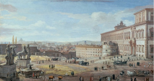 View of Rome with the Quirinale Palace and the square in the foreground - Gaspare Vanvitelli - Gaspar van Wittel