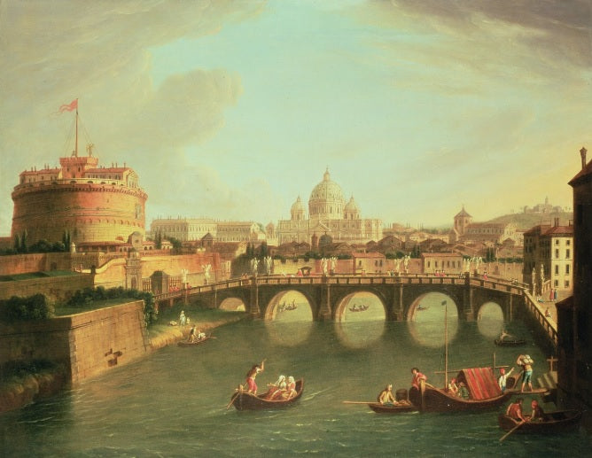 Veduta di Roma con il ponte e Castel Sant'Angelo sul Tevere - Gaspare Vanvitelli - Gaspar van Wittel
