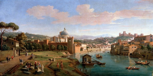 View of Verona and the banks of the Adige River - Gaspare Vanvitelli - Gaspar van Wittel