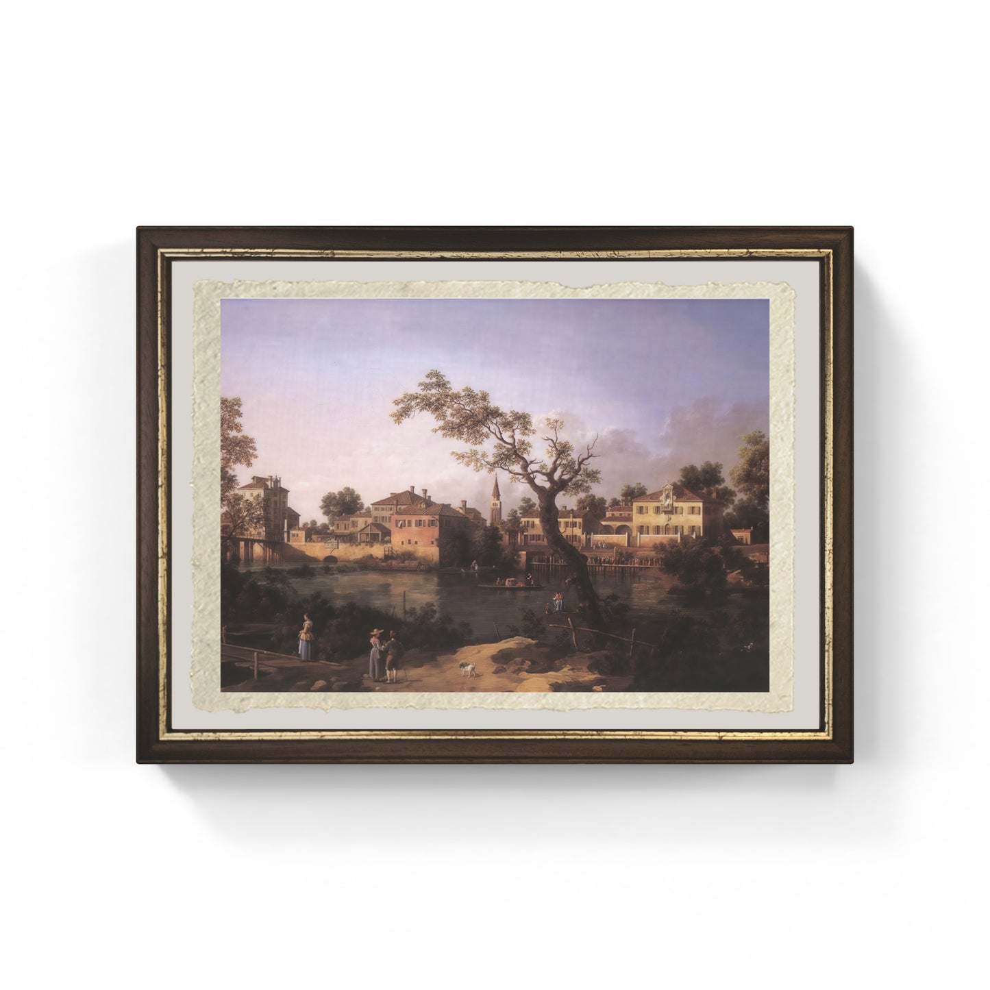Veduta di un fiume, forse a Padova di Giovanni Antonio Canal detto Canaletto su carta Amalfi