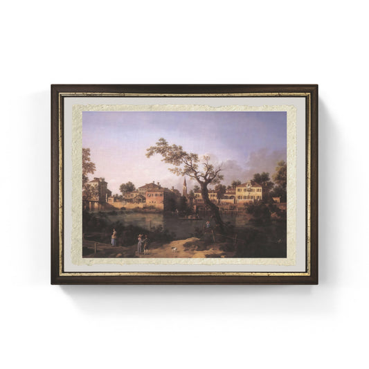Veduta di un fiume, forse a Padova di Giovanni Antonio Canal detto Canaletto su carta Amalfi