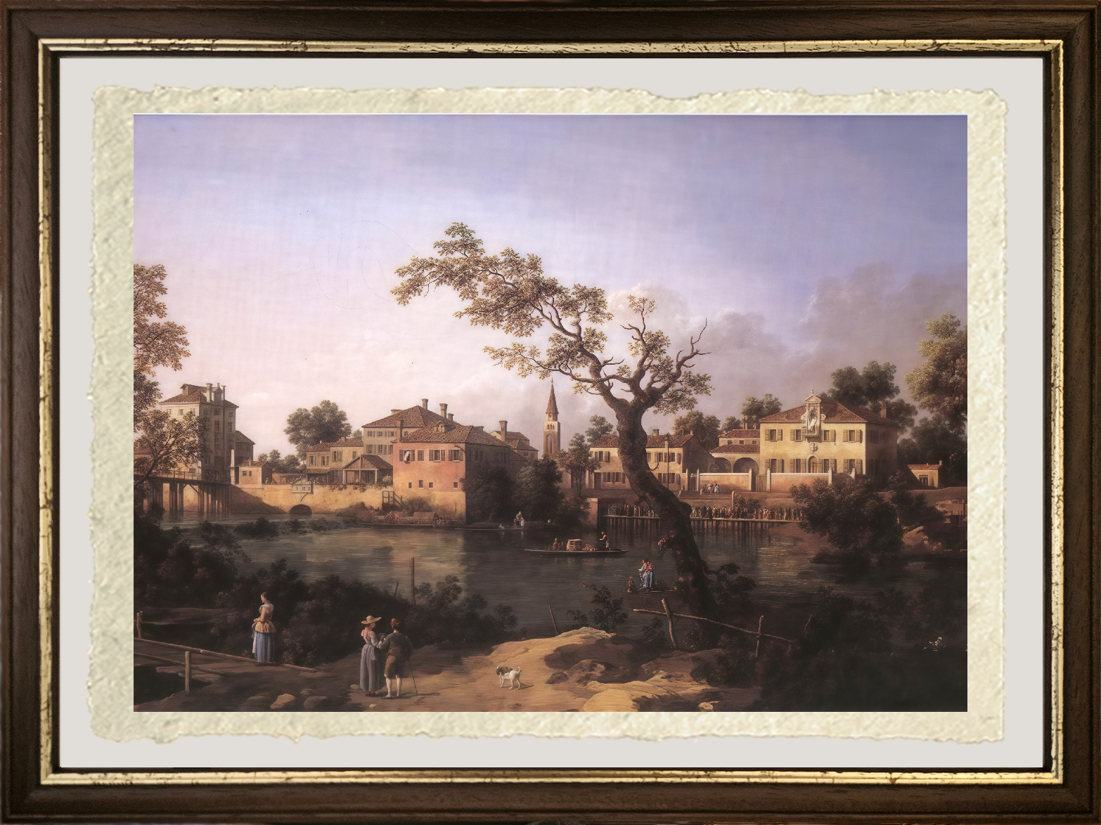 Dettaglio di Veduta di un fiume, forse a Padova di Giovanni Antonio Canal detto Canaletto su carta Amalfi