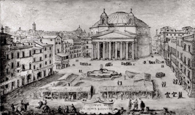 Veduta del Pantheon, Roma, primi anni 1670 - Lievin Cruyl