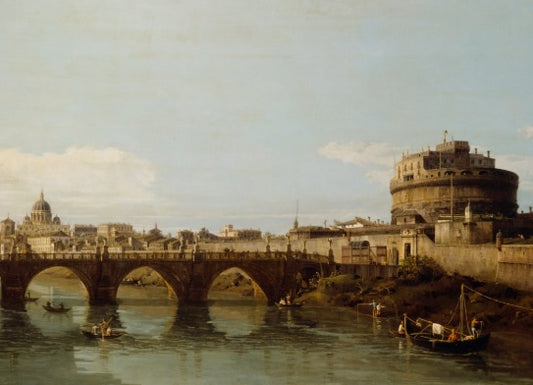 View of the Tiber in Rome with Castel Sant'Angelo - Bernardo Bellotto