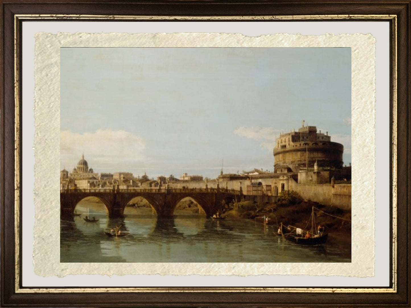 View of the Tiber in Rome with Castel Sant'Angelo - Bernardo Bellotto