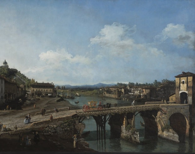 View of the ancient bridge over the Po in Turin - Bernardo Bellotto