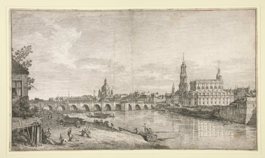 View of the Dresden Bridge over the Elbe - Bernardo Bellotto