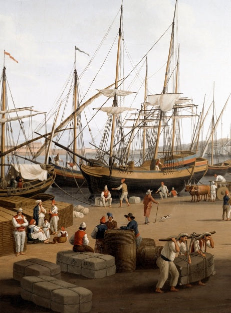 Veduta del porto di Messina in Sicilia. Scaricatori che scaricano le merci - Philippe Hackert