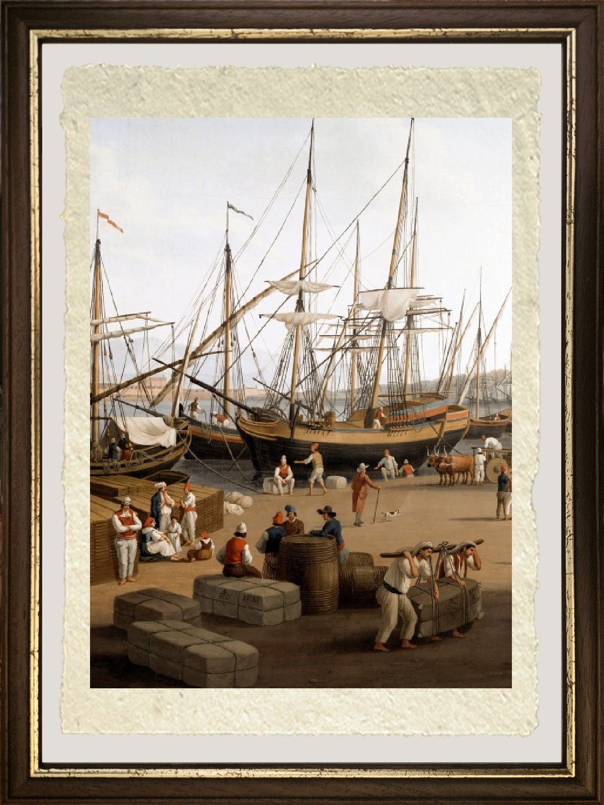 Veduta del porto di Messina in Sicilia. Scaricatori che scaricano le merci - Philippe Hackert