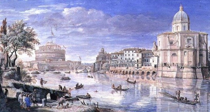Veduta di Castel Sant'Angelo, Roma - Gaspare Vanvitelli - Gaspar van Wittel