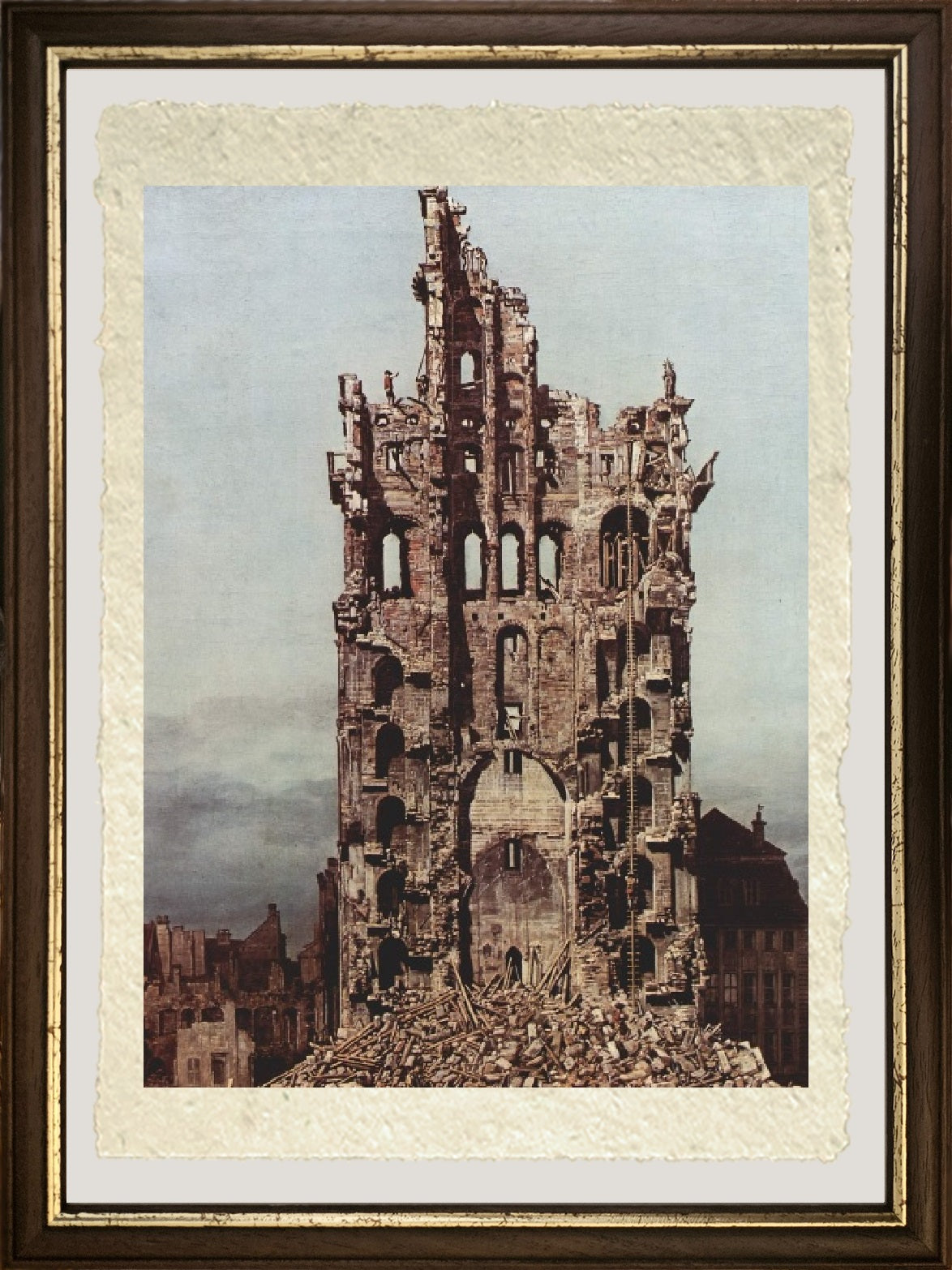 Veduta di Dresda, Le Rovine della Kreuzkirche, viste da Est - Bernardo Bellotto