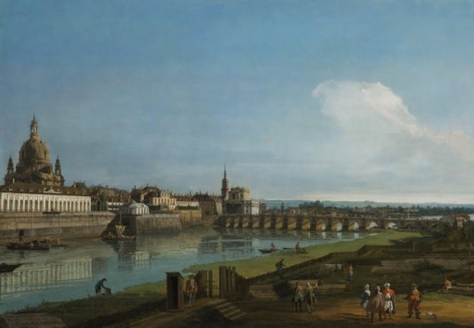 Veduta di Dresda con la Frauenkirche a sinistra - Bernardo Bellotto