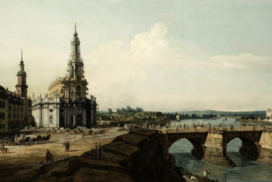 Veduta di Dresda dalla riva sinistra del fiume Elba, dal ponte della città storica - Bernardo Bellotto