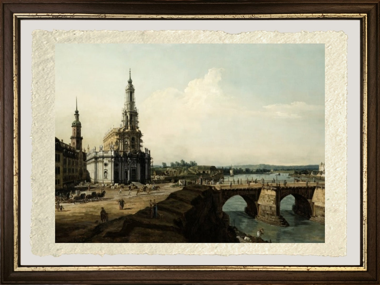 Veduta di Dresda dalla riva sinistra del fiume Elba, dal ponte della città storica - Bernardo Bellotto