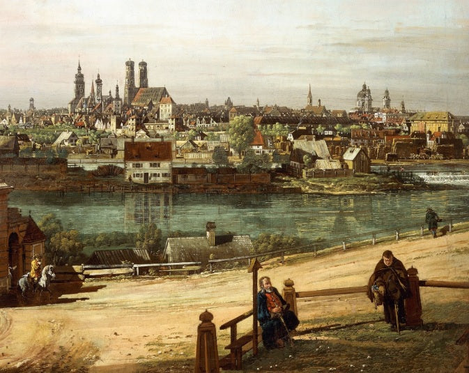 Veduta di Monaco da Haidhausen con il fiume Isar al centro (dettaglio) - Bernardo Bellotto