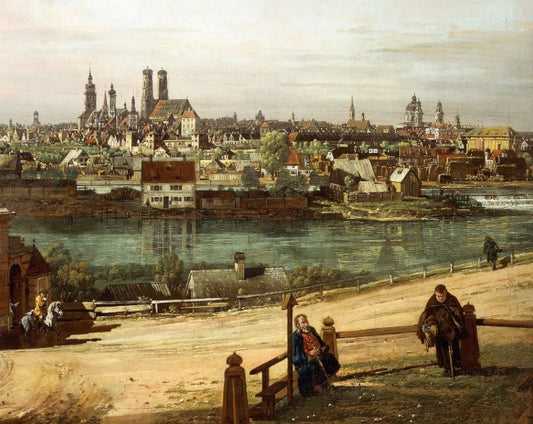 Veduta di Monaco da Haidhausen con il fiume Isar al centro (dettaglio) - Bernardo Bellotto