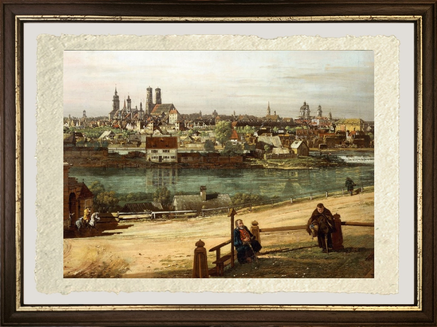 Veduta di Monaco da Haidhausen con il fiume Isar al centro (dettaglio) - Bernardo Bellotto