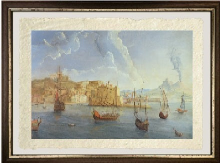 Veduta di Napoli con il Castel dell'Ovo e il Vesuvio sullo sfondo - Gaspare Vanvitelli - Gaspar van Wittel