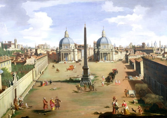 Veduta di Piazza del Popolo a Roma - Gaspare Vanvitelli - Gaspar van Wittel