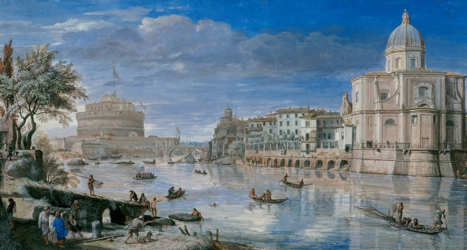 Veduta di Roma con Castel Sant'Angelo - Gaspare Vanvitelli - Gaspar van Wittel