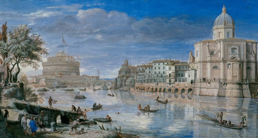 Veduta di Roma con Castel Sant'Angelo - Gaspare Vanvitelli - Gaspar van Wittel
