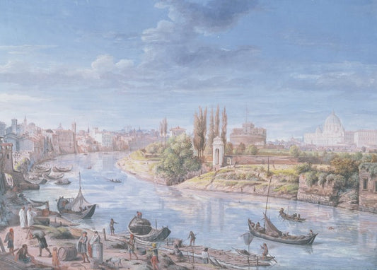 Veduta di Roma con San Pietro e Castel Sant'Angelo in lontananza, 1685 - Gaspare Vanvitelli - Gaspar van Wittel