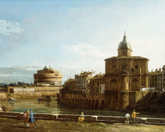 View of Rome along the Tiber, with the Church of San Giovanni dei Fiorentini - Bernardo Bellotto