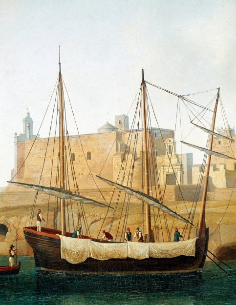 Veduta di una nave nel porto di Monopoli - Jakob-Philipp Hackert