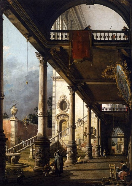 Veduta prospettica con portico - Giovanni Antonio Canal detto Canaletto