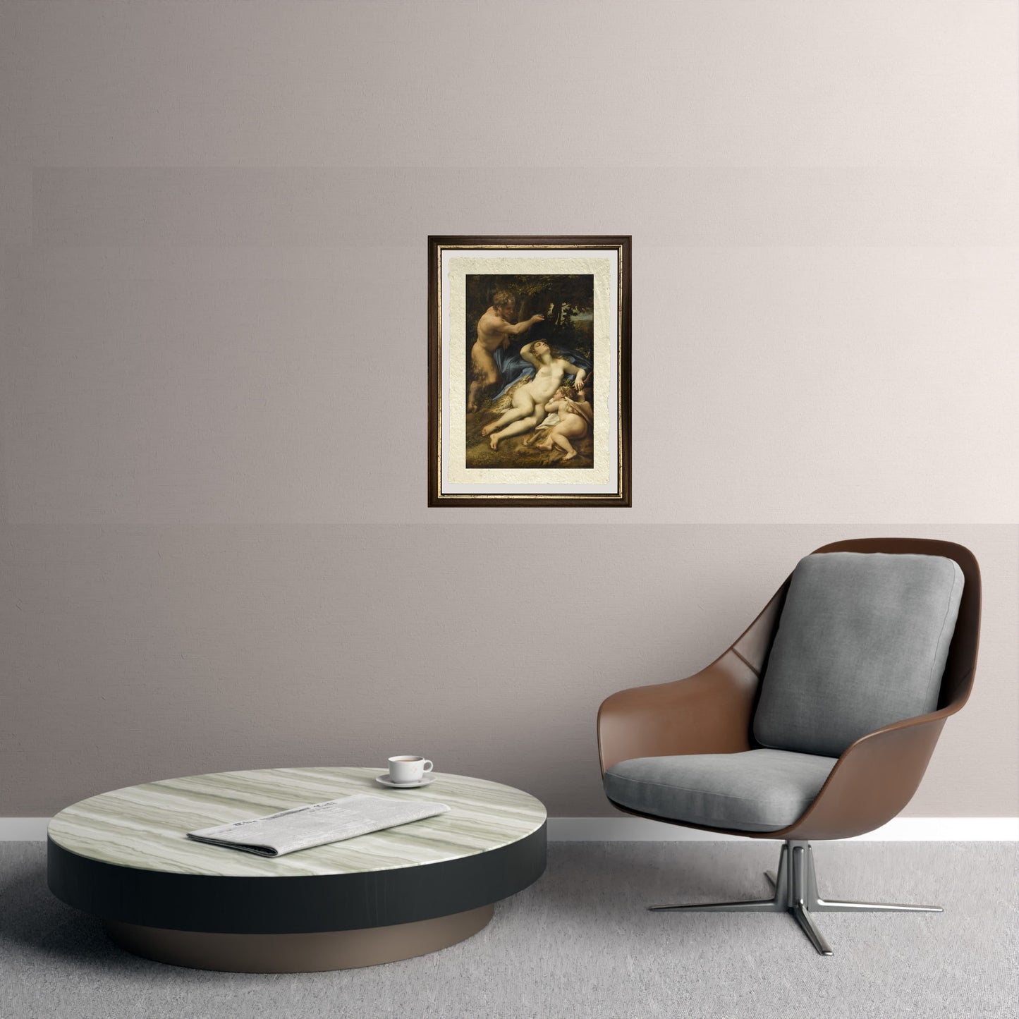 Venere e Amore spiati da un satiro - Correggio - Antonio Allegri su pregiata carta Amalfi