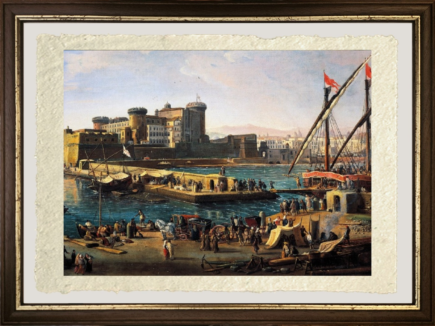 View of Castel Nuovo from the docks in Naples - Gaspare Vanvitelli - Gaspar van Wittel