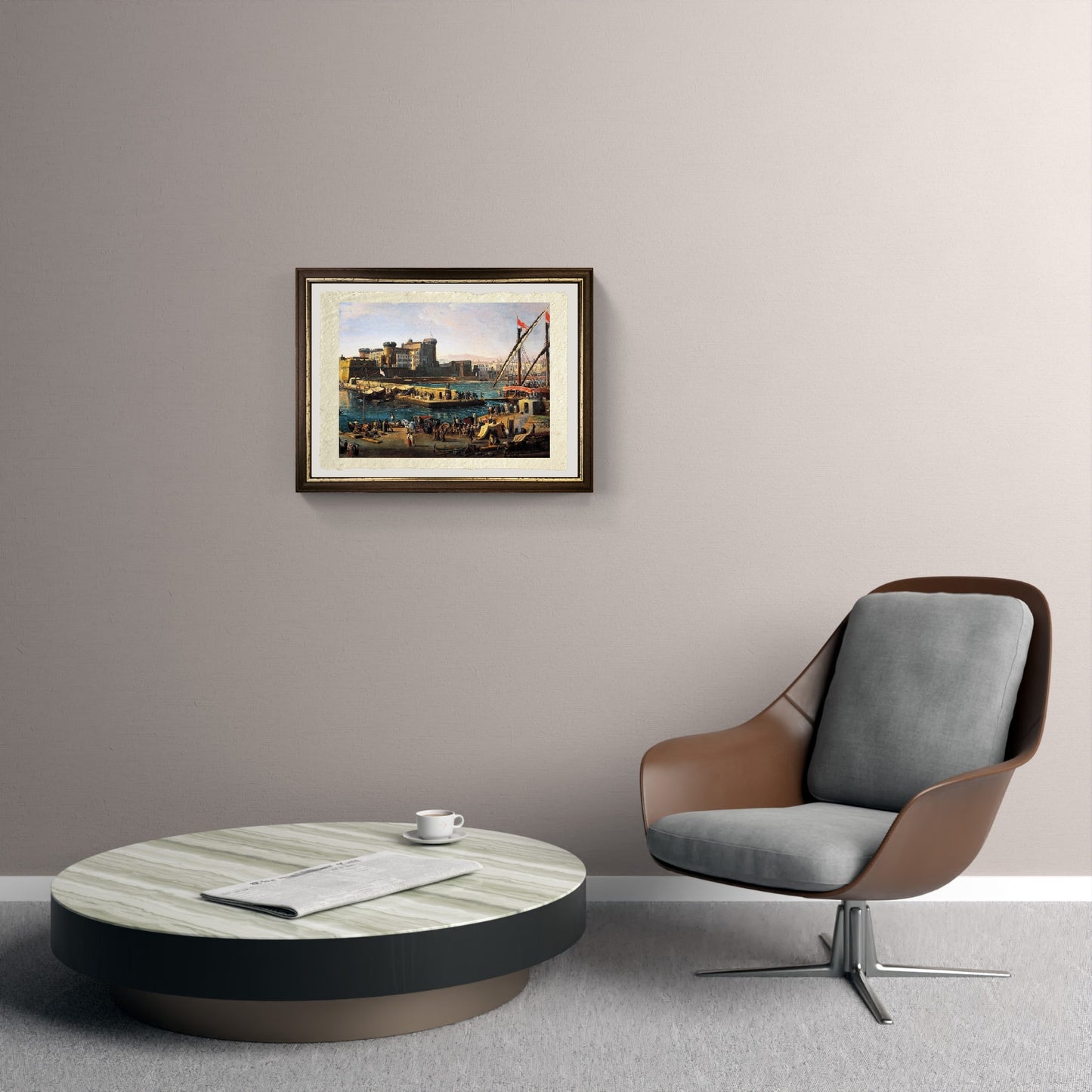 View of Castel Nuovo from the docks in Naples - Gaspare Vanvitelli - Gaspar van Wittel