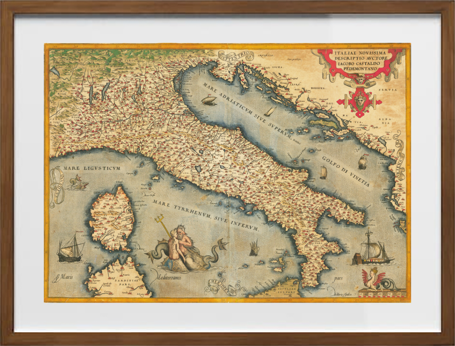 Mappa decorativa dell'Italia di Abraham Ortelius