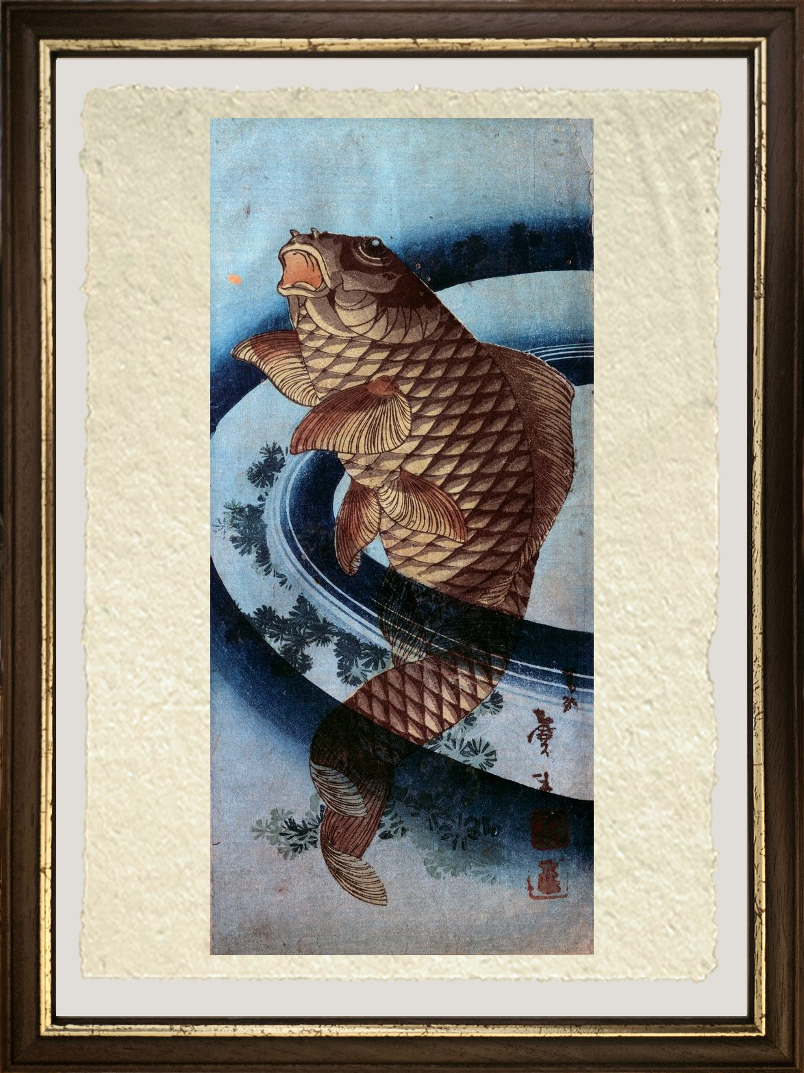 dettaglio stampa arte giapponese una carpa katsushika hokusai texture carta amalfi
