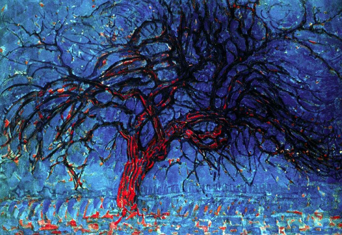 Avond (Evening): The Red Tree di Piet Mondrian su pregiata carta Amalfi