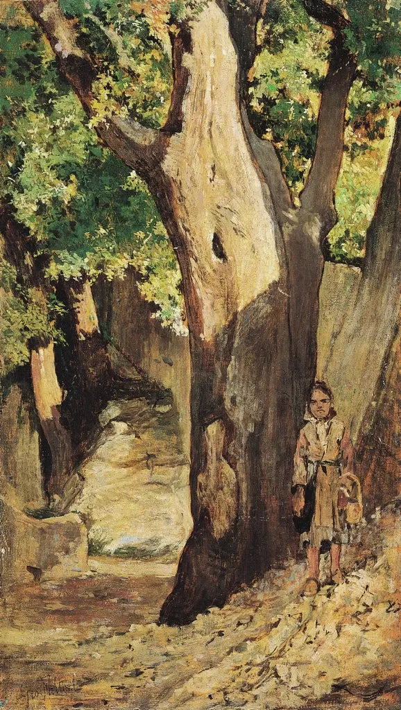 Little Girl in the Woods by Giovanni Fattori on fine Amalfi paper