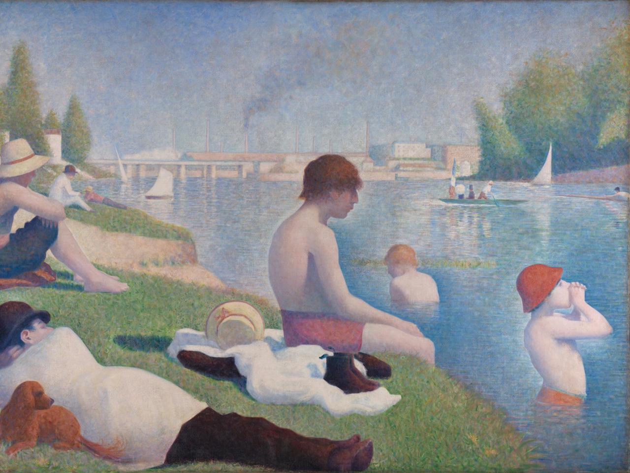 Bathers at Asnieres di Georges Seurat su pregiata carta Amalfi