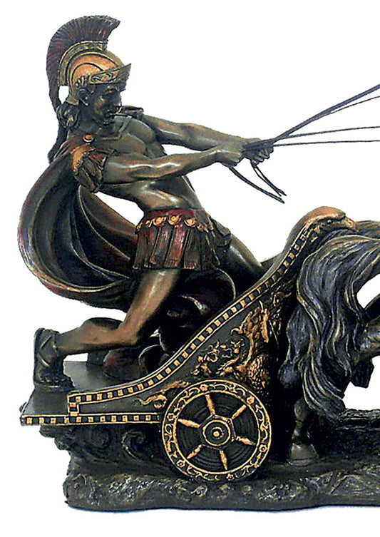 Biga romana. Statua in resina bronzata