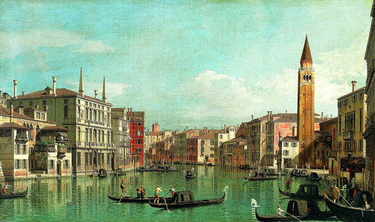 Il Canal Grande a Venezia verso sud-est con il Campo della Carità e il suo campanile, dipinto da Canaletto negli anni Trenta del Settecento