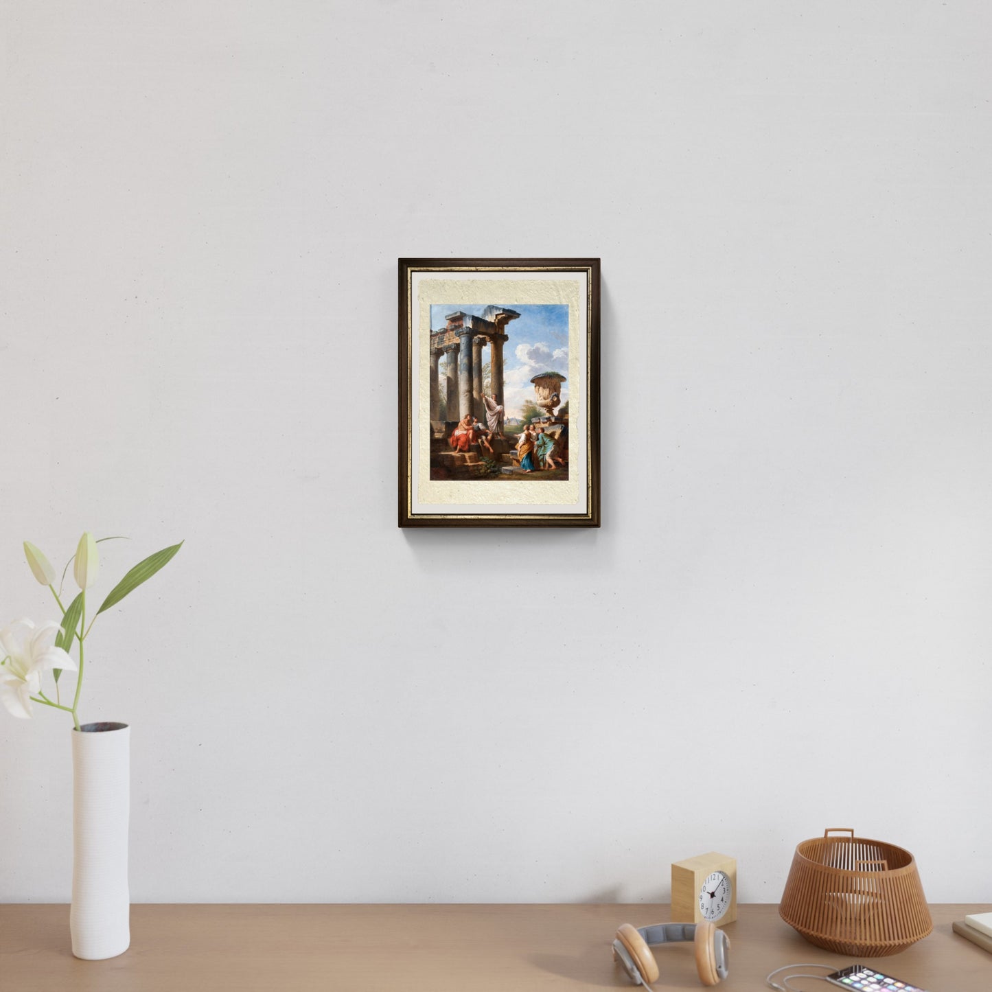 Capriccio con predica di un santo, tempio la Piramide di Cestio di Pannini in ingresso