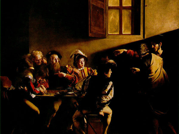 The Calling of Saint Matthew by Caravaggio on fine Amalfi paper